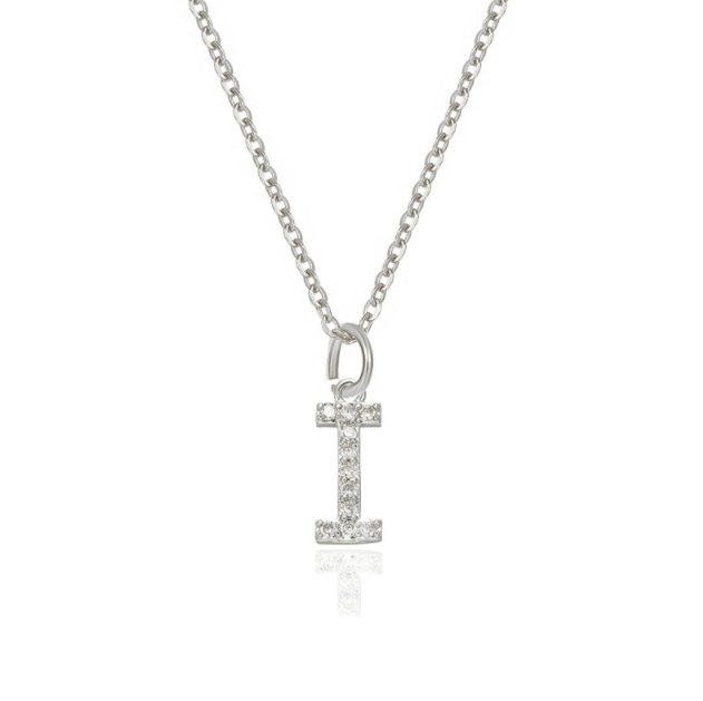 Collana Argento 925% Lettera Zirconata Brillante