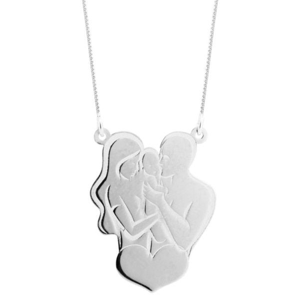 Collana Family con cuore personalizzabile in argento 925%