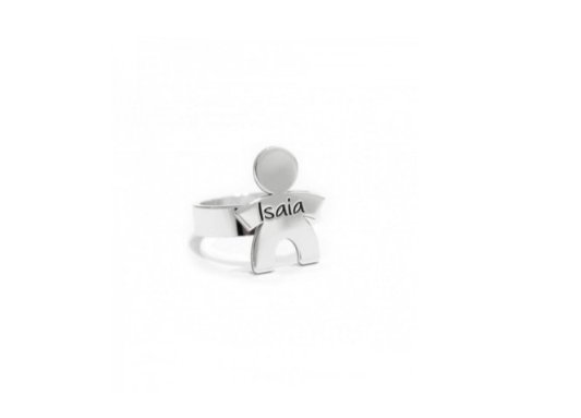 Anello donna con bambini, personalizzabile in argento 925%