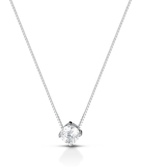 Collana punto luce in argento 925% donna con zircone taglio brillante