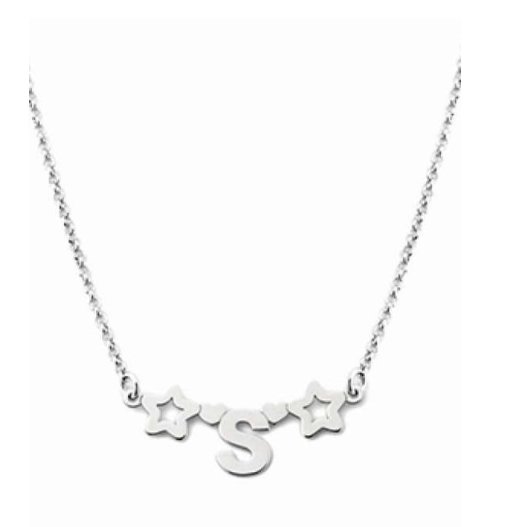 Collana con iniziale e stelline in argento 925%