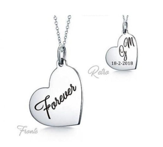 Collana con ciondolo cuore personalizzato in argento 925%