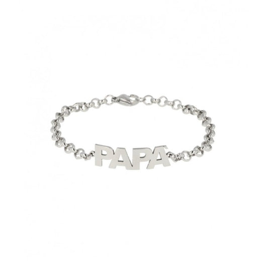 Bracciale catena in acciaio scritta Papà personalizzabile