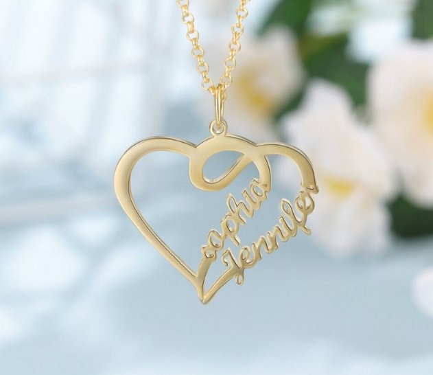 Collana Argento Personalizzata Cuore doppio nome