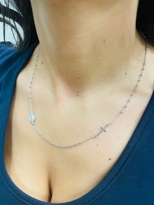 Collana rosario in argento 925 %